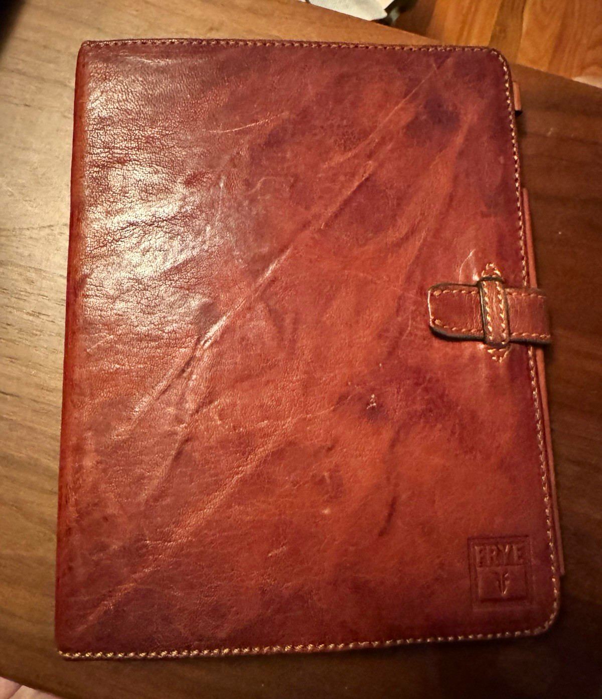 Frye Brown Leather Folding Folio Case, Magnetic Cover for Apple iPad