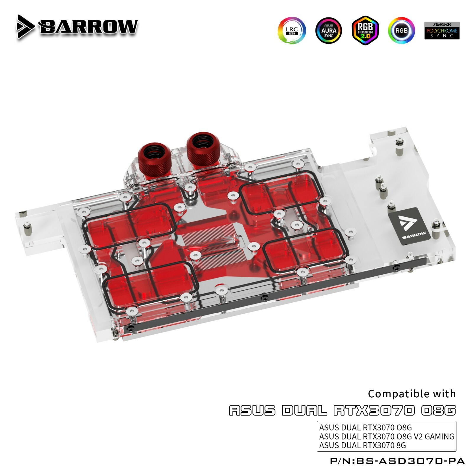 Barrow Full Cover GPU Water Block for ASUS RTX 3070 DUAL 8G Gaming + aRGB LED