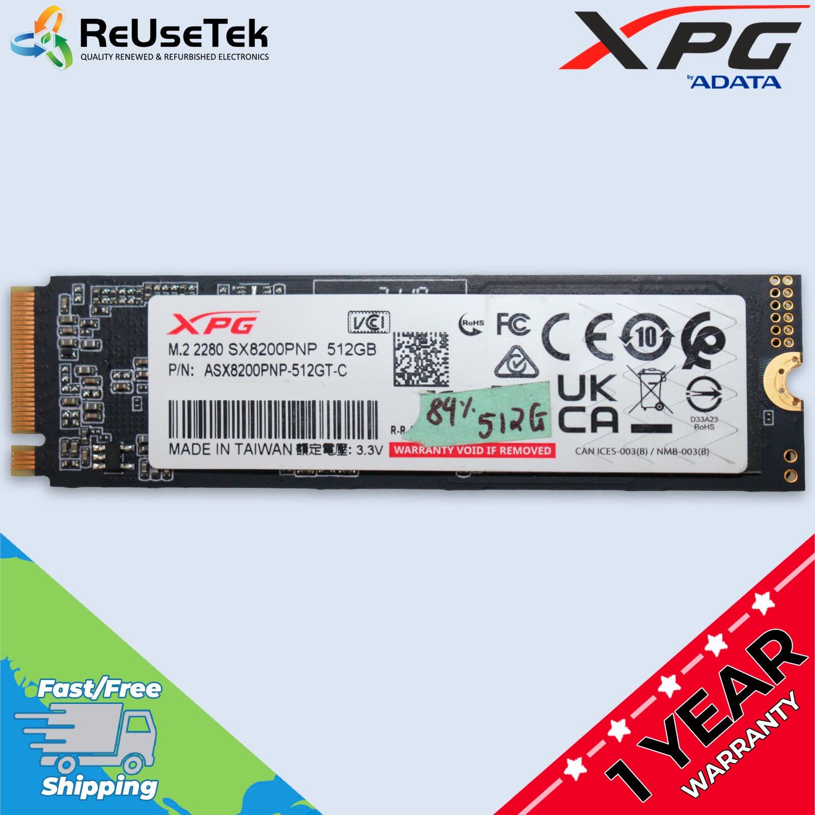 ADATA XPG SX8200 Pro 512GB M.2 NVMe Internal PC/Laptop SSD | ASX8200PNP-512GT-C