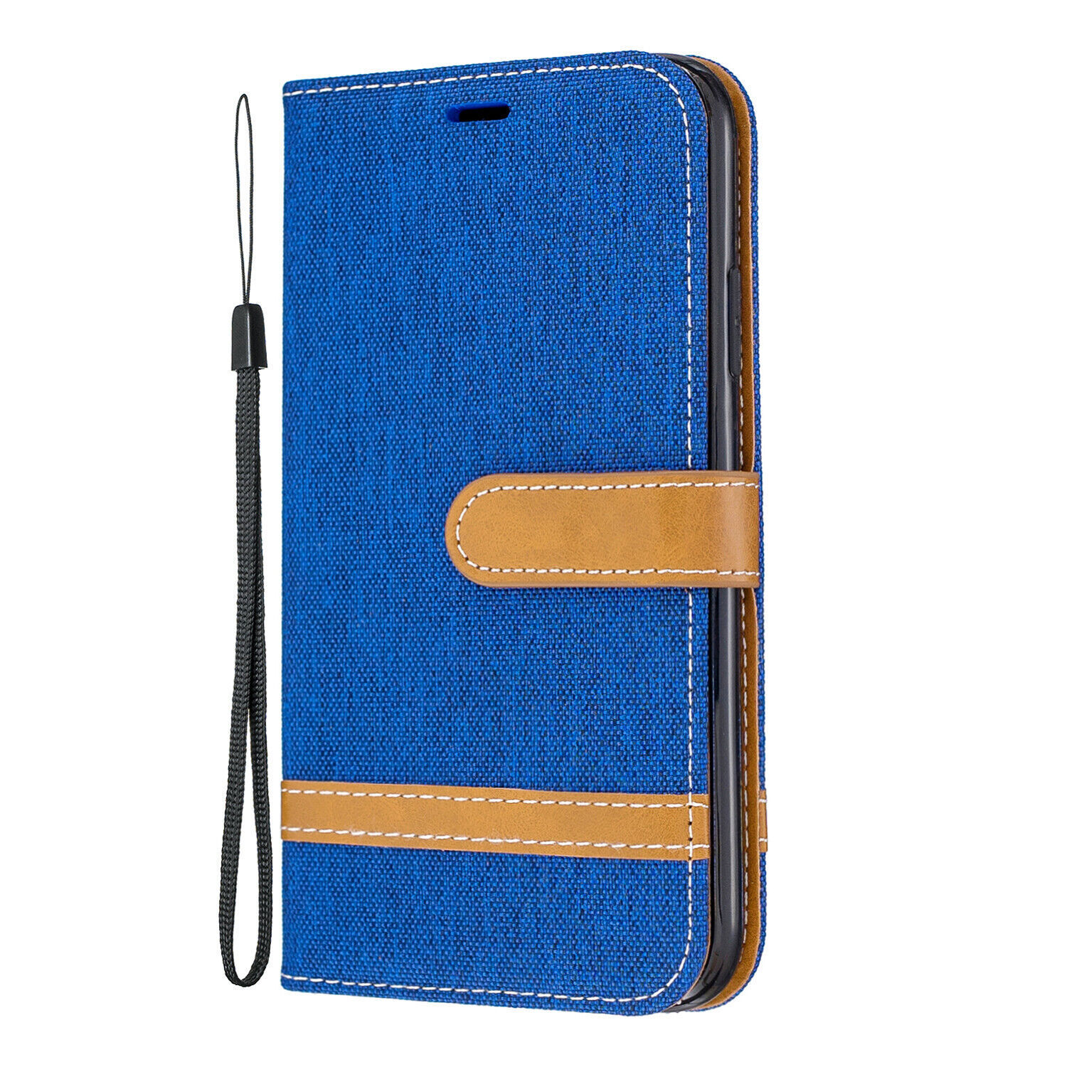 Luxury Strap Color Denim Card Wallet Flip Cover Case For 16 15 14 13 12 Pro Max