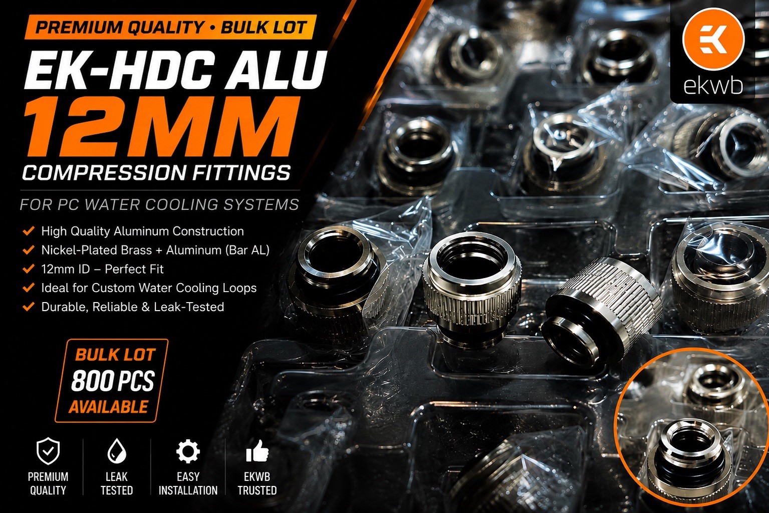 🔥 BULK LOT – EK-HDC ALU 12mm Compression Fittings 🔥  $2 each 