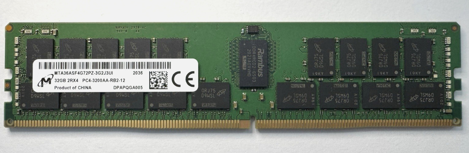 Micron 32GB DDR4 3200MHz ECC Server RAM Memory (MTA36ASF4G72PZ-3G2J3)