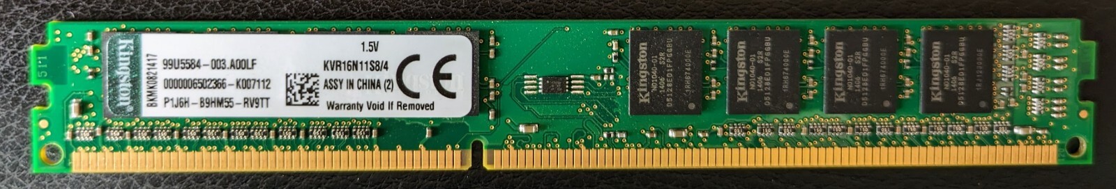 Kingston PC3-12800 4 GB 1600 MHz DDR3 SDRAM Memory (KVR16N11S8/4)