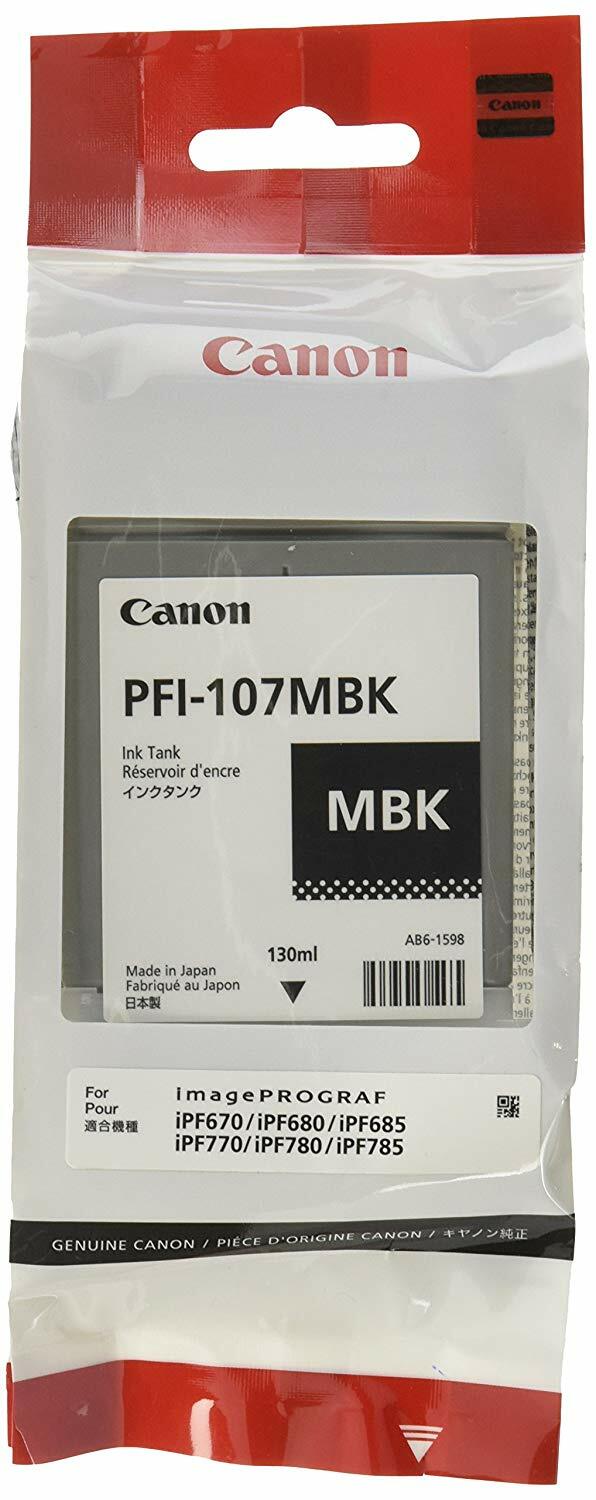 Canon PFI-107MBK Matte Black Ink Cartridge IPF670 IPF680 685 IPF770 IPF780 785