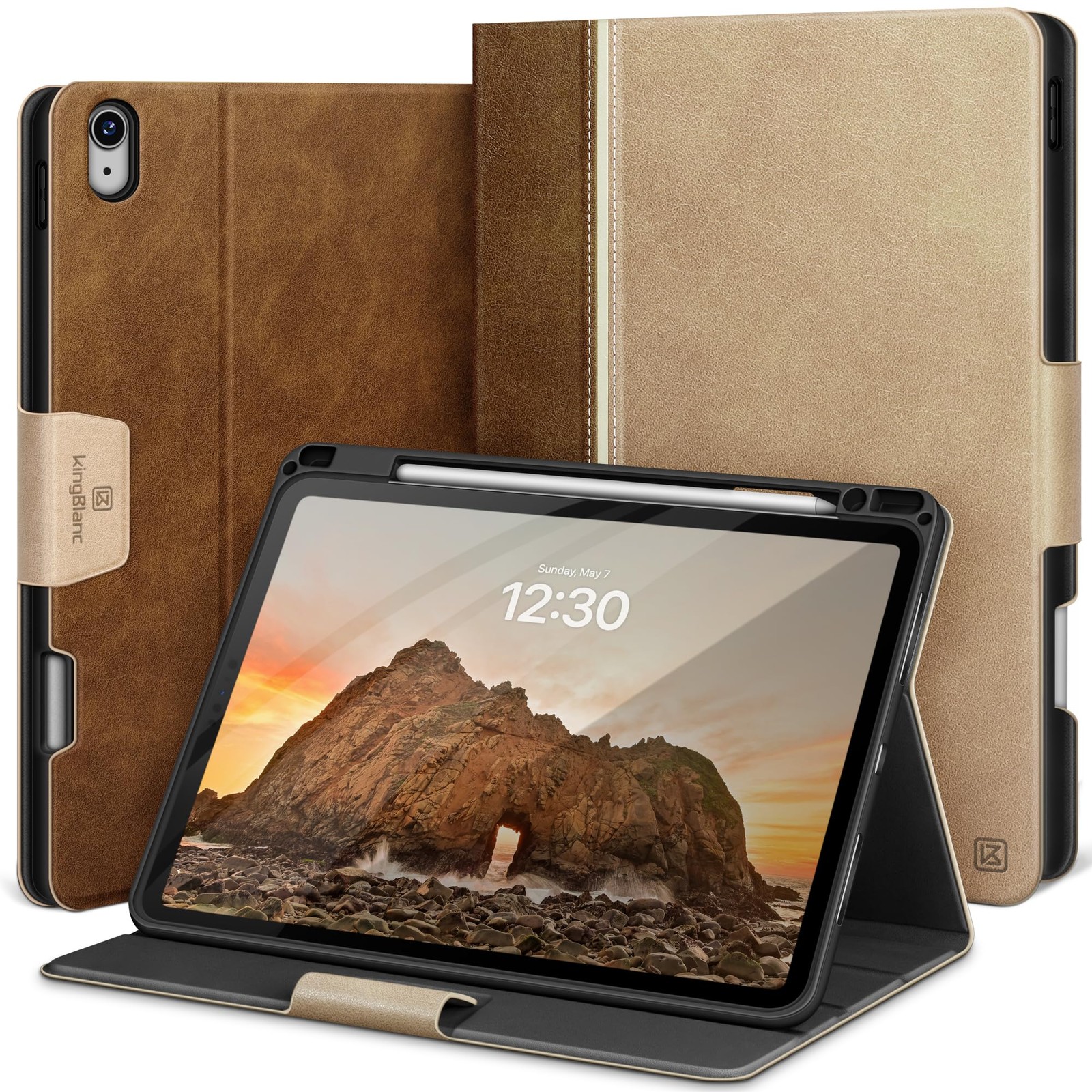 KingBlanc Book-Style Case for iPad Air 11-inch M4 2026/M3 2025/M2 2024 Beige