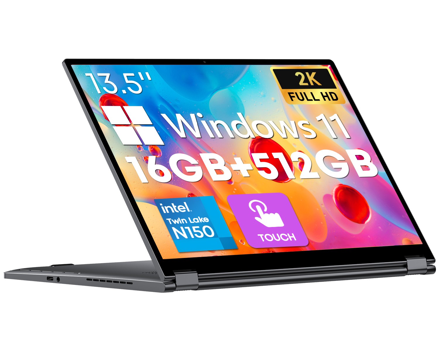 CHUWI FreeBook 2-in-1 Laptop 13.4" 16GB/512GB, Intel N150, Win11 Touch, Backlit