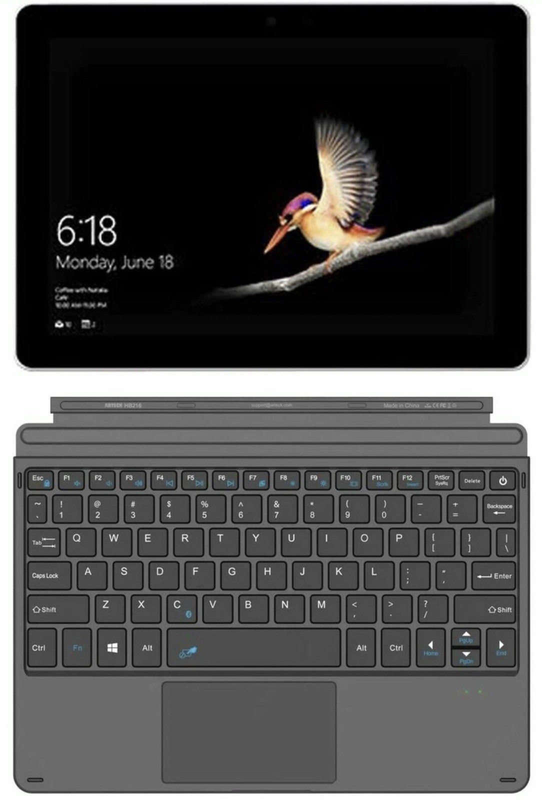 Arteck HB216 Wireless Keyboard for Surface Go Bluetooth, Black