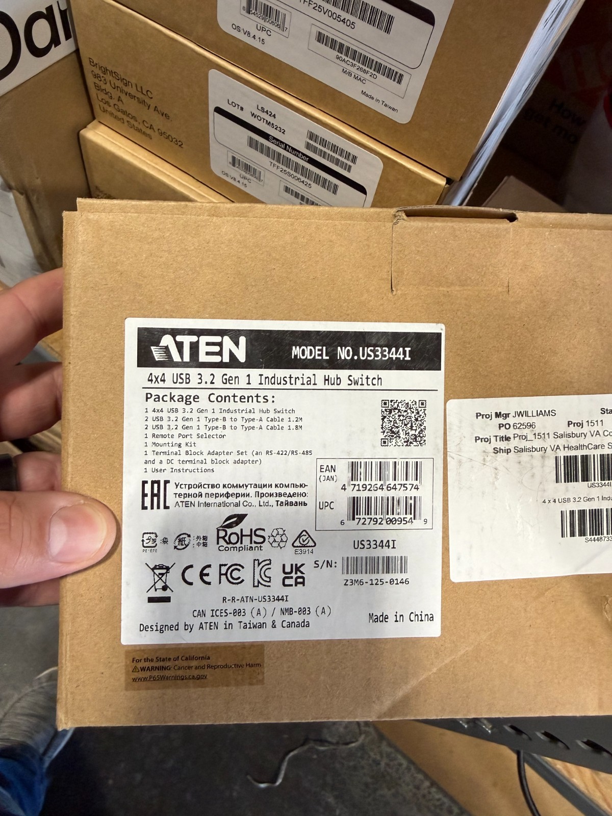 ATEN 4 x 4 USB 3.1 Gen 1 Industrial Hub Switch