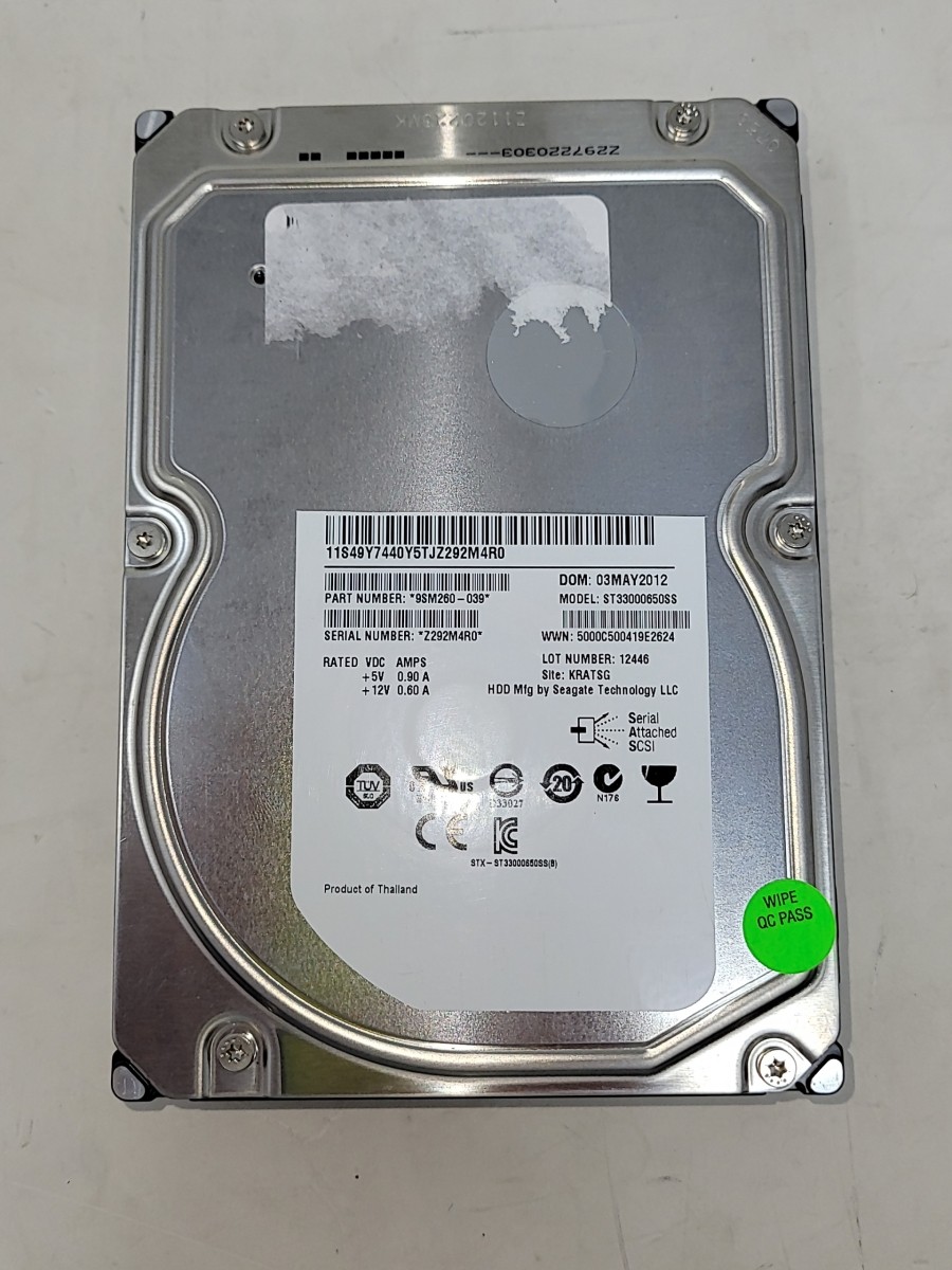 SEAGATE ST33000650SS 9SM260-039 Hard Drive 3TB 3.5" SAS