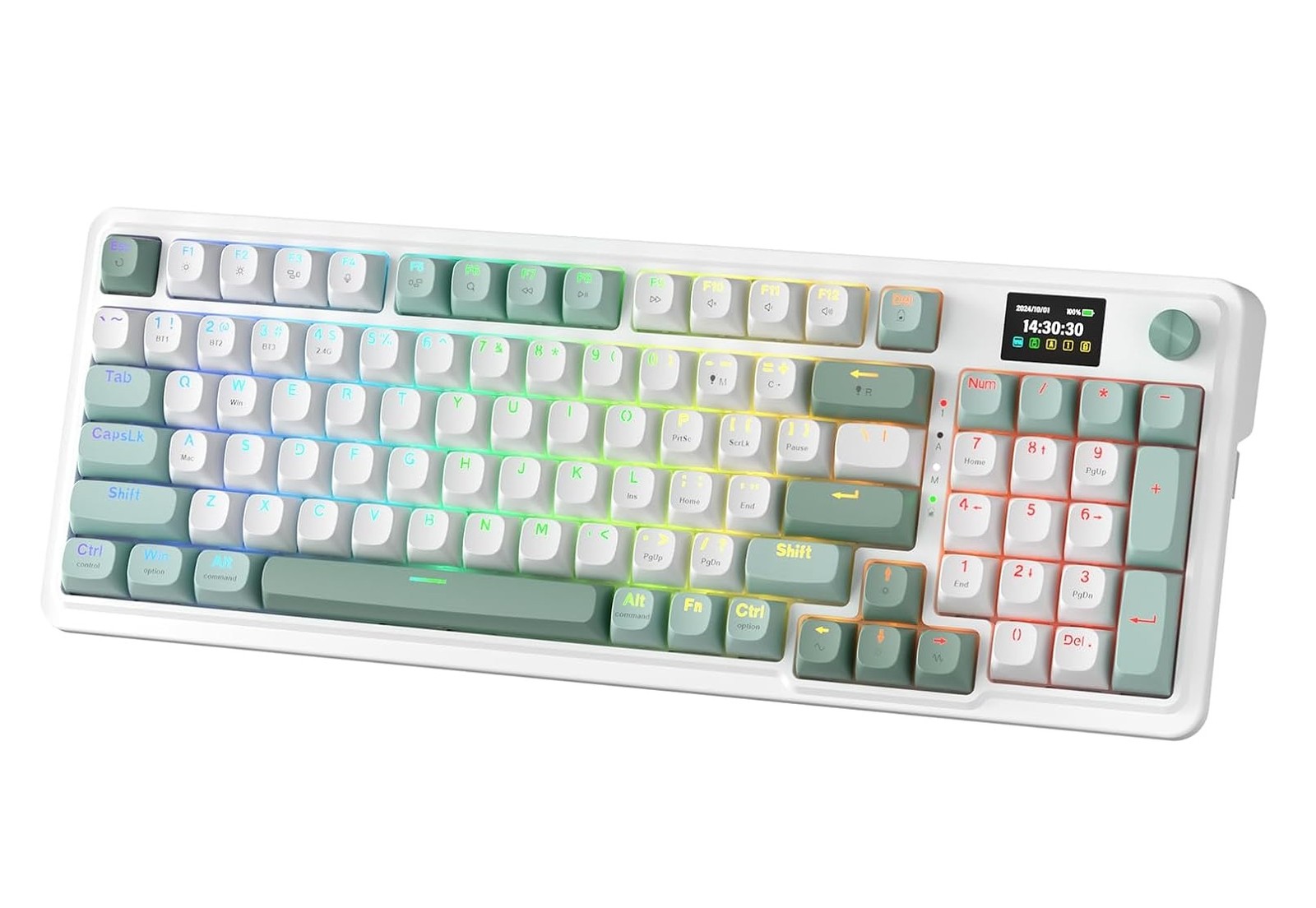 Redragon K719 PRO Wireless 95-Key Gasket Gaming Keyboard, TFT Screen & Knob