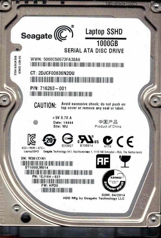 ST1000LM014 P/N: 1EJ164-621 F/W: HPD3 WU W381 04/2014 Seagate 1TB