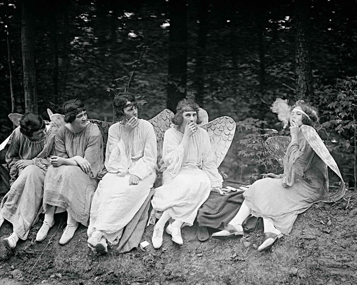Angel Smoking BAD GIRLS Weird Mouse Pad Vintage Photo Crazy Silly Fun Unusual