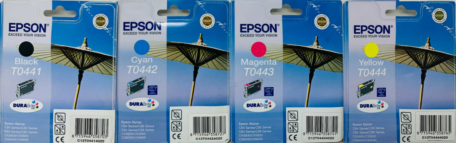 EPSON T0441 T0442 T0443 T0444 ORIGINAL COLOR STYLUS KIT C64/C84/CX6400/CX6600