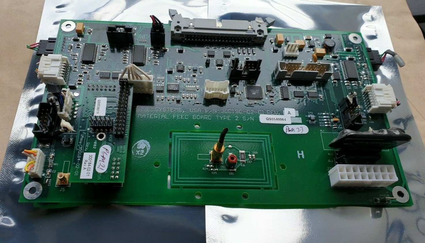 3D SYSTEMS 300190-02-01 REV A MATERIAL FEED BOARD TYPE 2 W/ 300184-02-01 A (IN7S