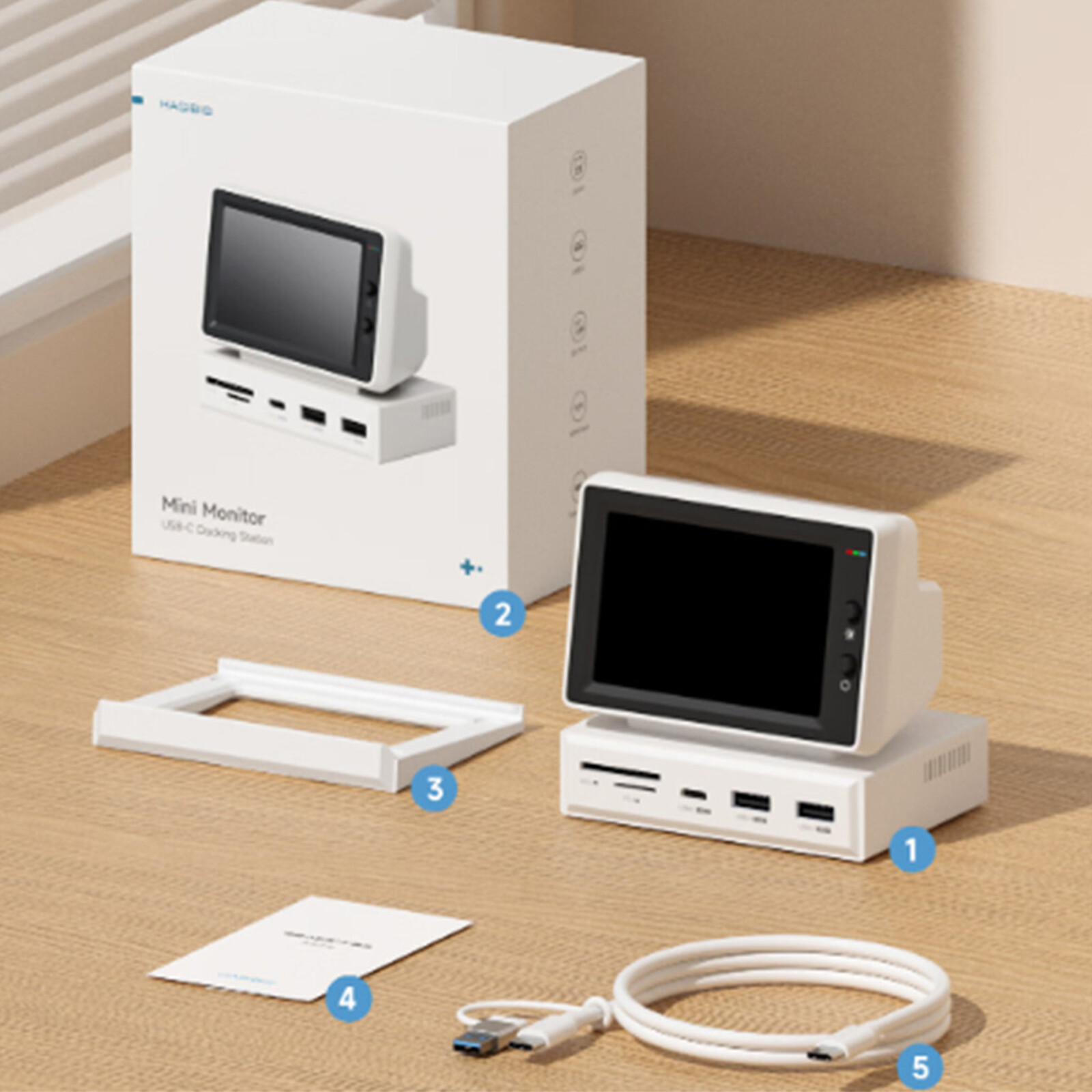 Hagibis Mini Monitor USB-C Docking Station 3.5'' IPS Screen For Windows