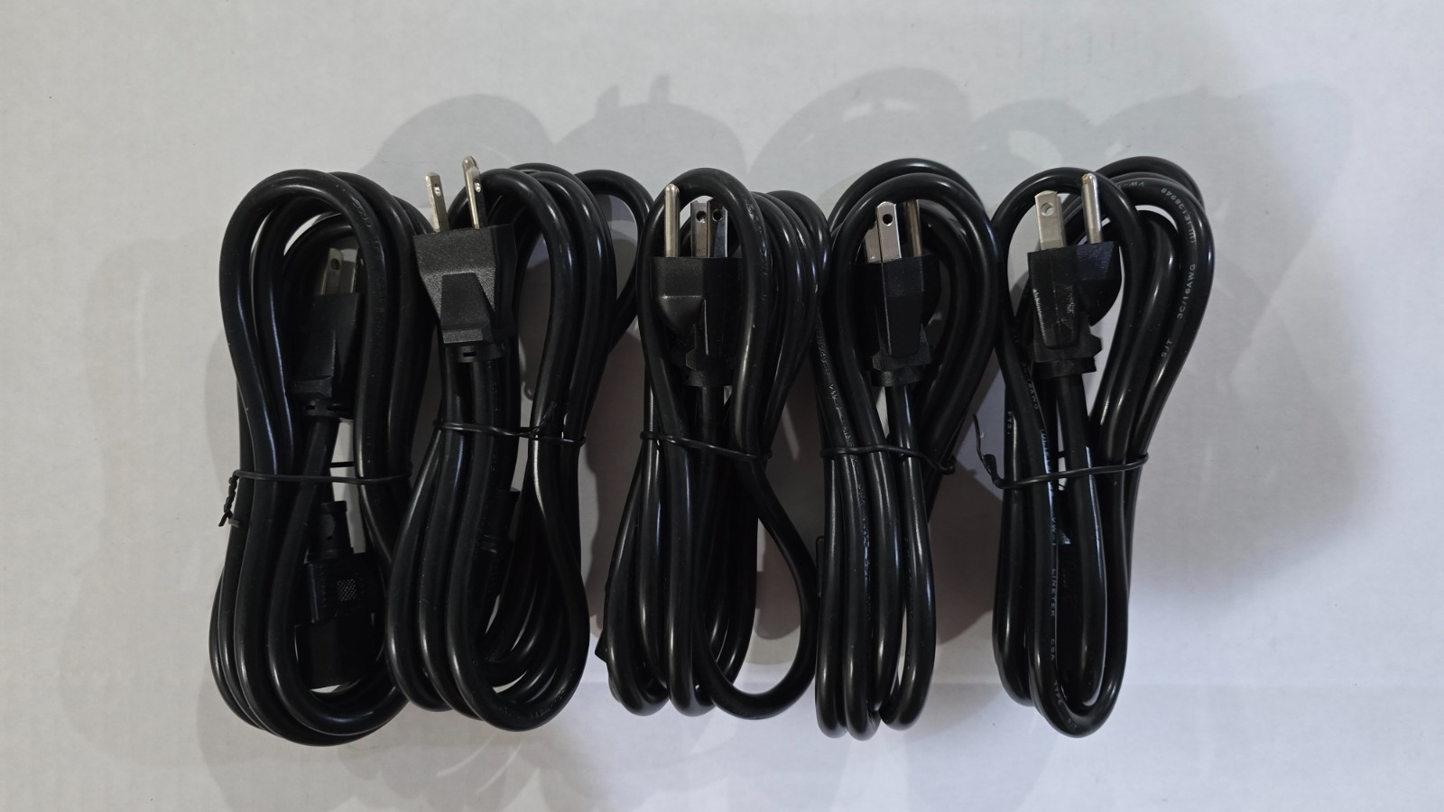 LINETEK Heavy Duty US AC Power Cord - 6ft High Current 16-AWG (lot of 5 cables)