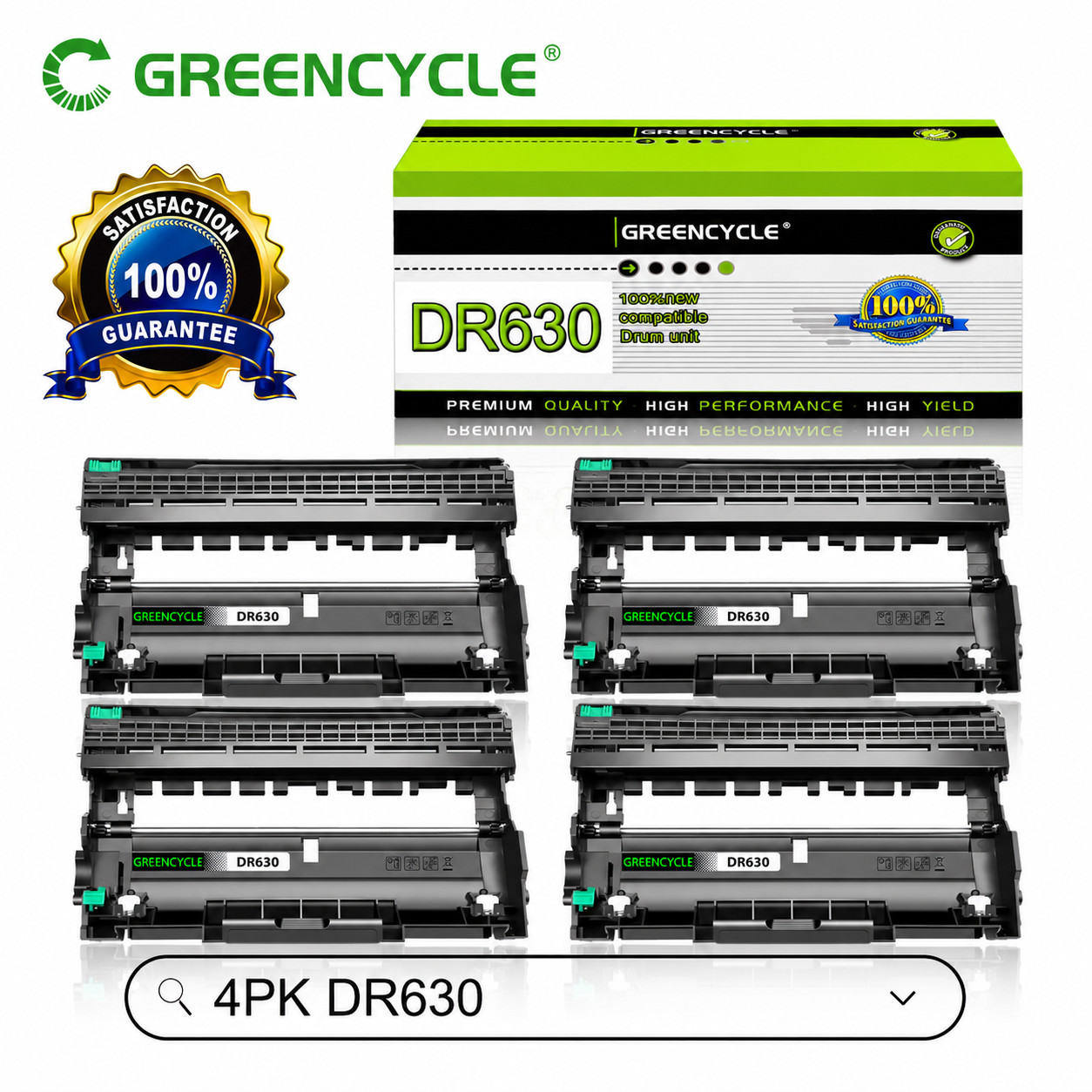 4PK DR630 Drum Unit Compatible for Brother DR-630 HL-L2300D HL-L2305W HL-L2315DW