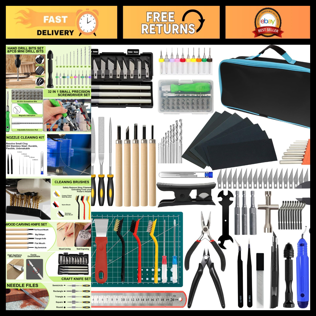 176 PCS 3D Printing Tool Kit - Accessories, Nozzle Cleaner, Deburring Tool, Cali