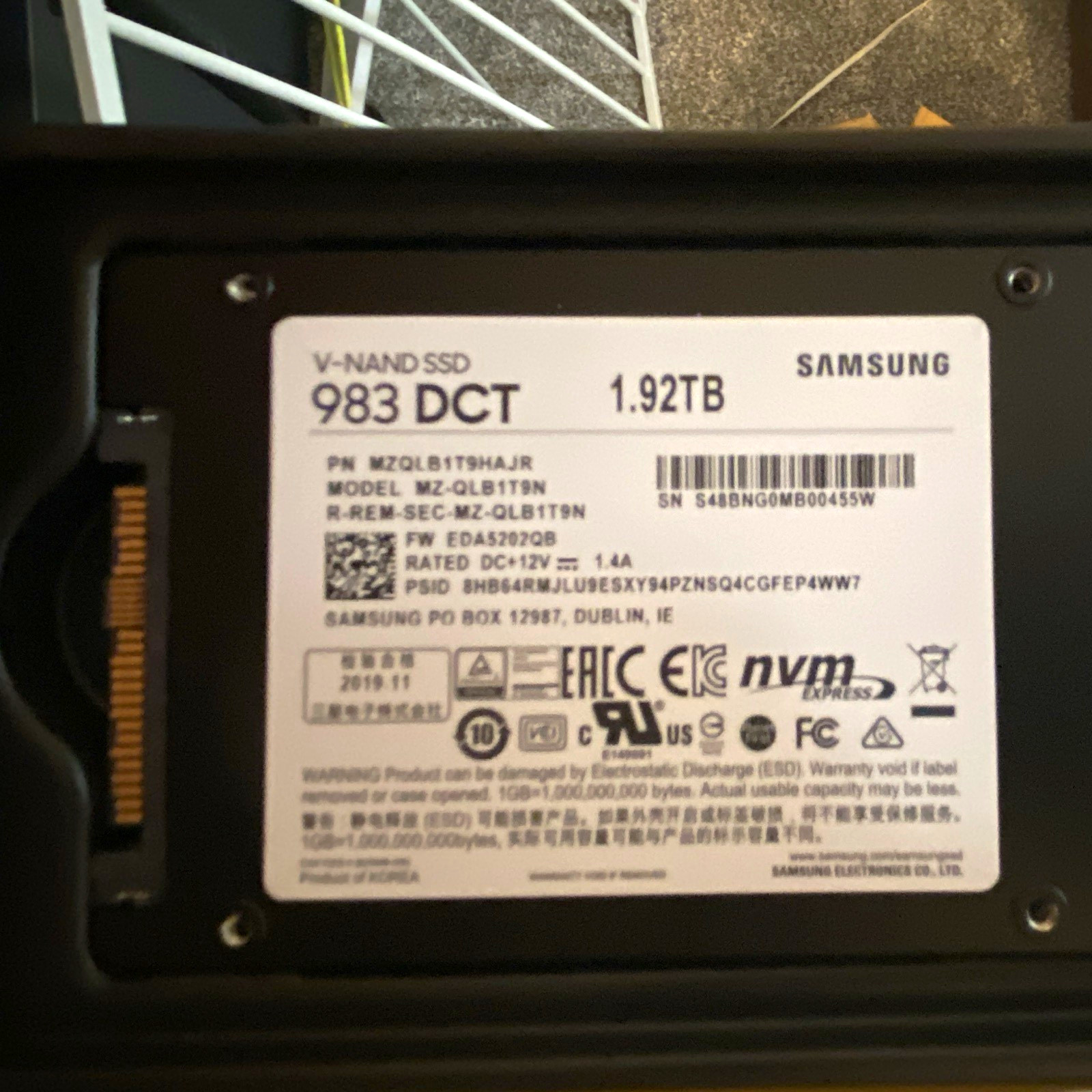 Samsung 983 DCT 1.92TB 2.5in SATA III Internal SSD SED MZ-QLB1T9