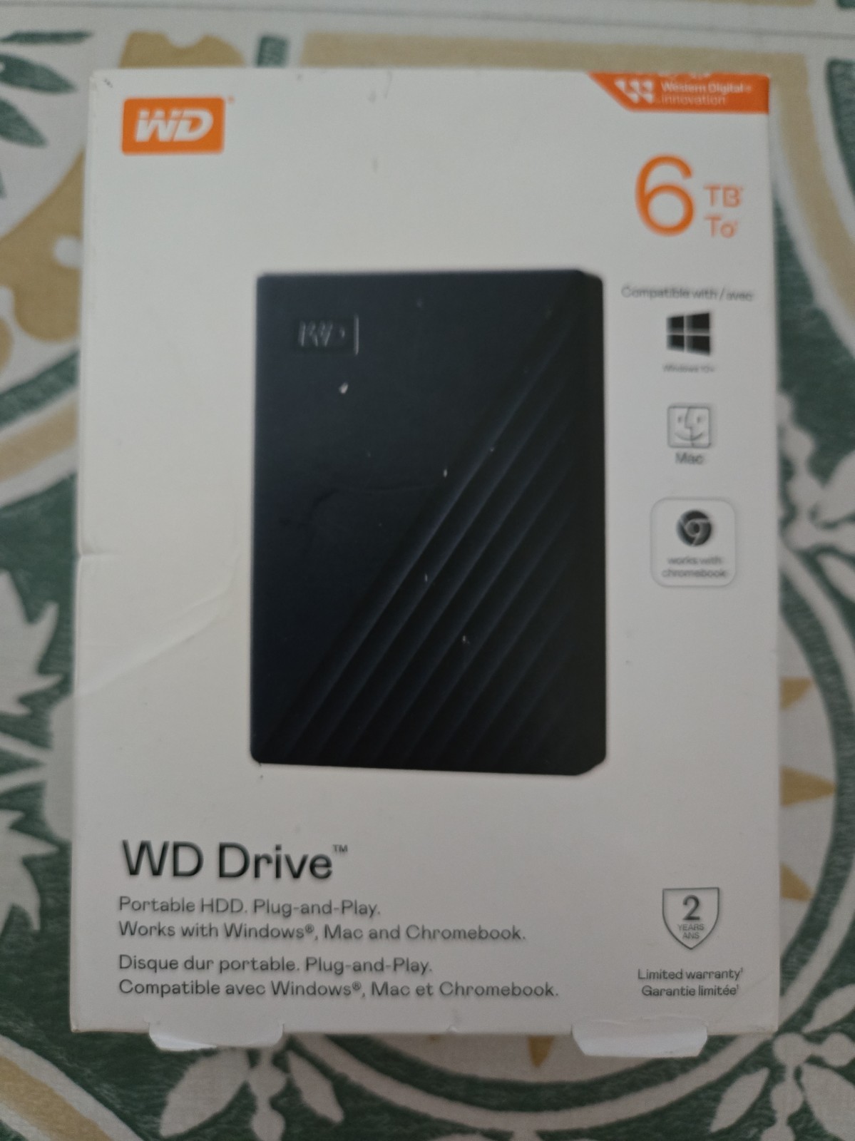 NEW - WD Drive 6TB Portable External Hard Drive HDD USB 3.0 WDBRBU0060BBL Black