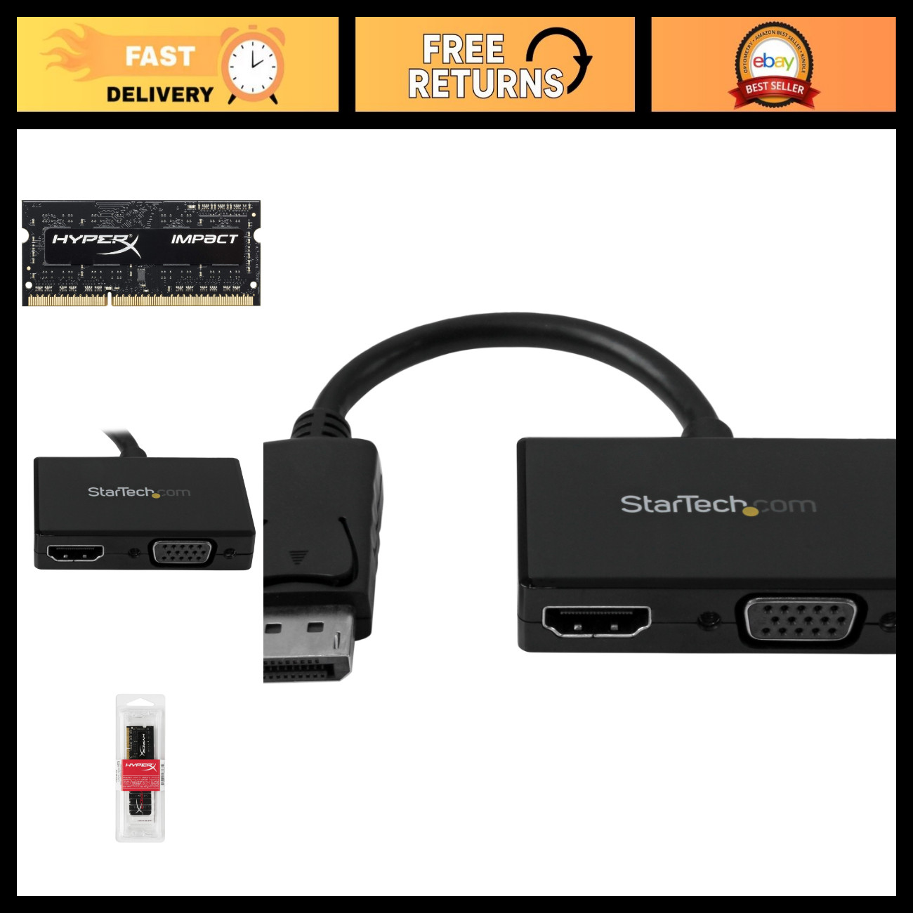 Travel DisplayPort to HDMI VGA Adapter - 1920x1200, Compact & Portable Converter