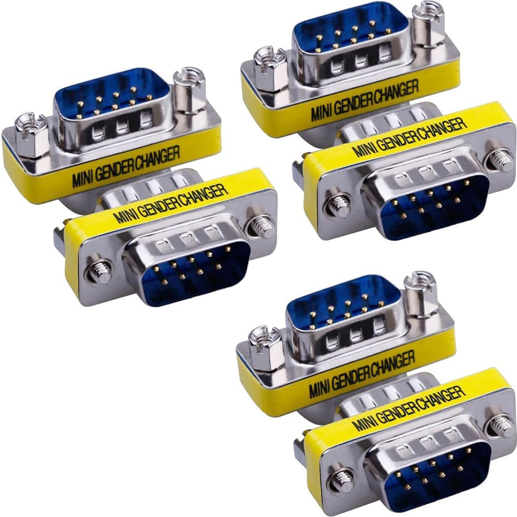 6-Pack 9Pin RS232 Serial Cable DB9 Male to Male Mini Gender Changer Adapter Coup