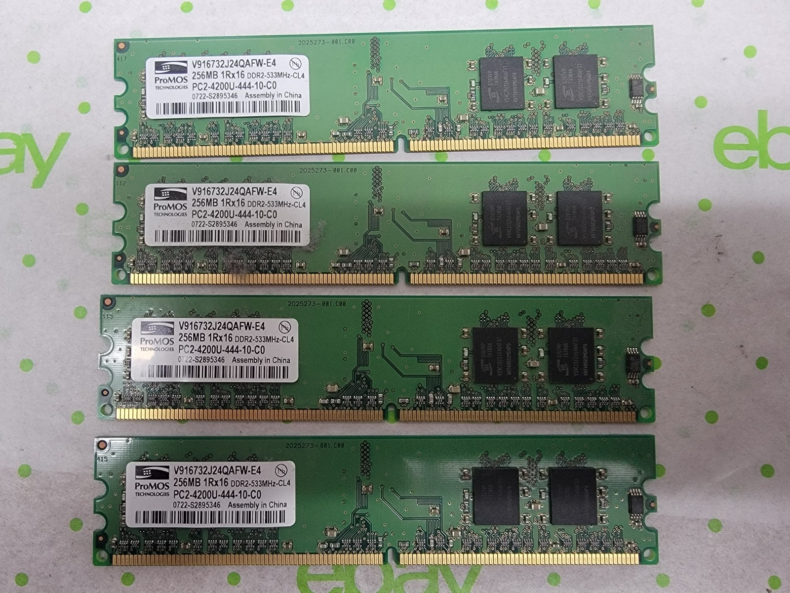Promos 1GB kit (4 x 256MB) PC2-4200U-444-10-C0 DDR2-533 Dimm  V916732J24QAFW-E4
