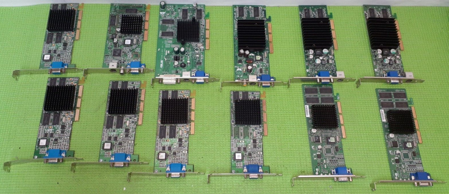 ATI -Micro star -Asus- Nvidia- Hp AGP Mixed Video Graphics Cards lot Vintage