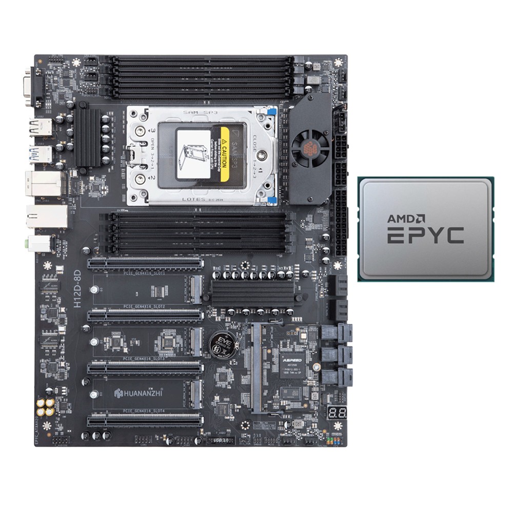 AMD EPYC 7402 24C/48T 2.8Ghz+H12D-8D AMD EPYC 7002 DDR4 motherboard BMC IPMI2.0