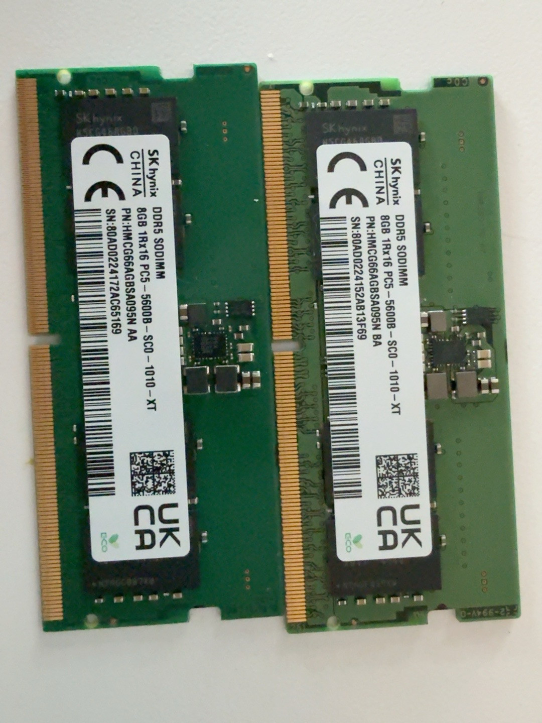 LOT OF 2 SK hynix 16GB (2x8GB) DDR5-5600 SO-DIMM PC5-44800 Laptop RAM