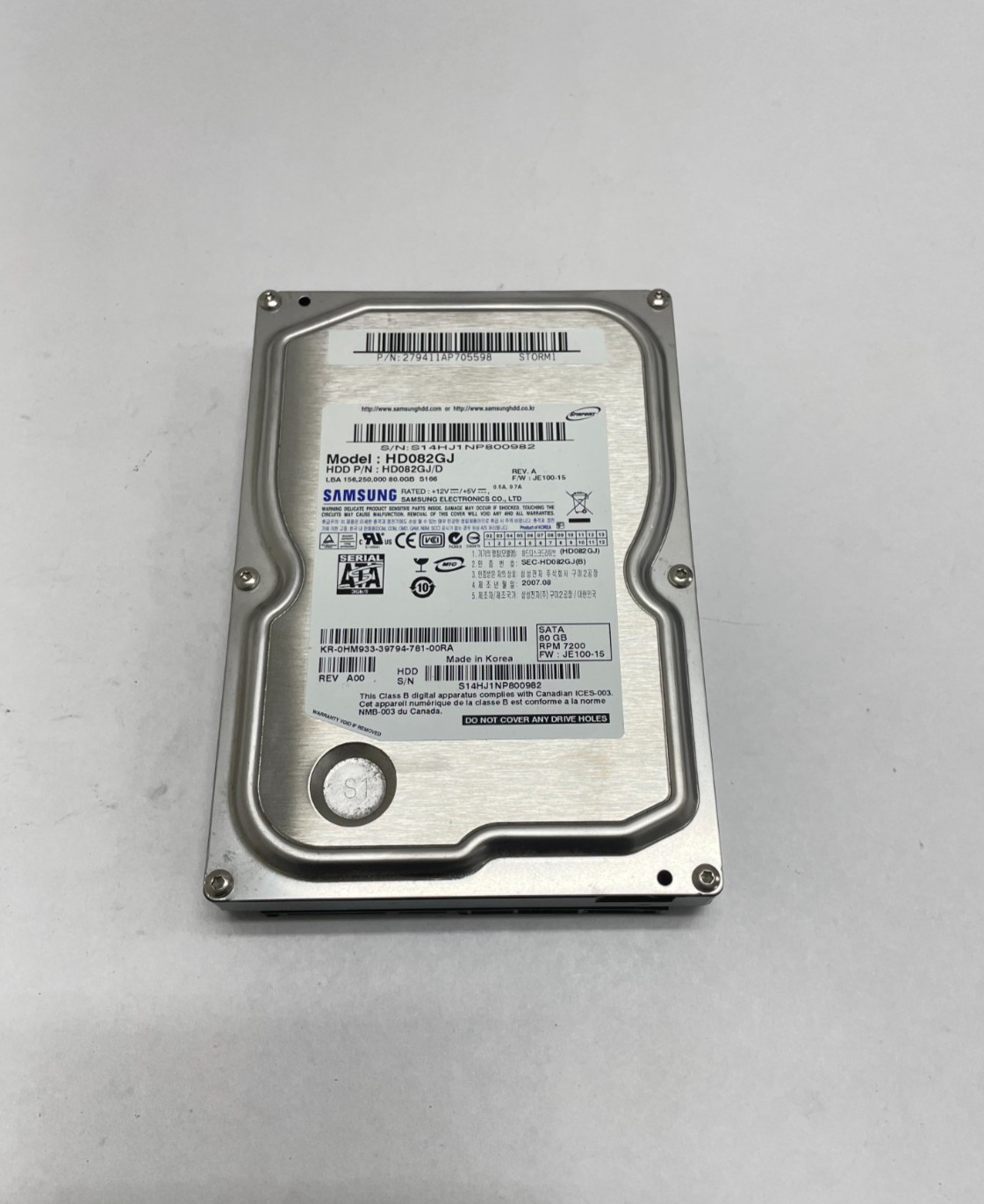 Used Samsung HD082GJ 80GB SATA Hard Drive - Tested & Working