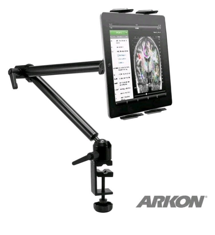ARKON TAB802 Heavy Duty Desk or Wheelchair Tablet Clamp Mount for iPad & More 