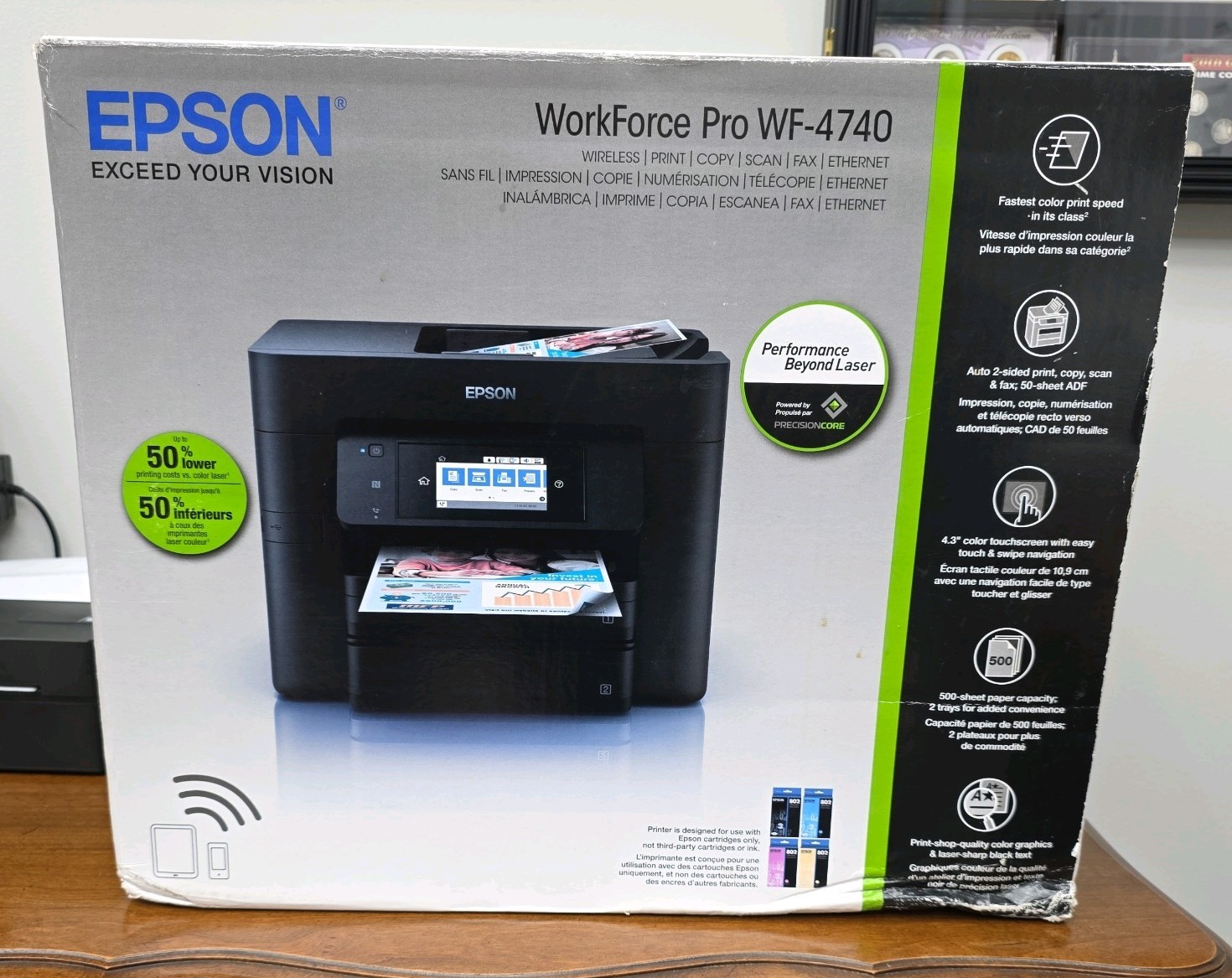 New opened Epson Workforce Pro WF-4740 All-in-One Inkjet Printer Comes With Ink