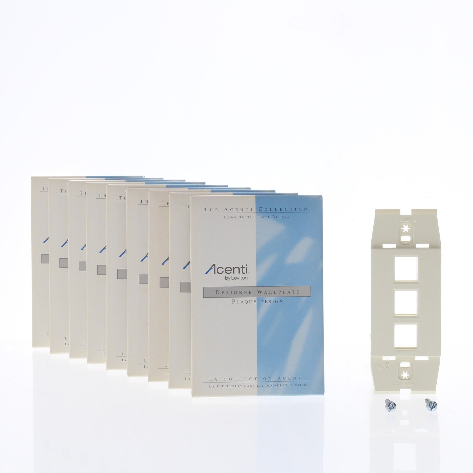 Leviton AC643-NTL Quickport Natural Acenti 3-Port Wallplate Inserts 10-Pack