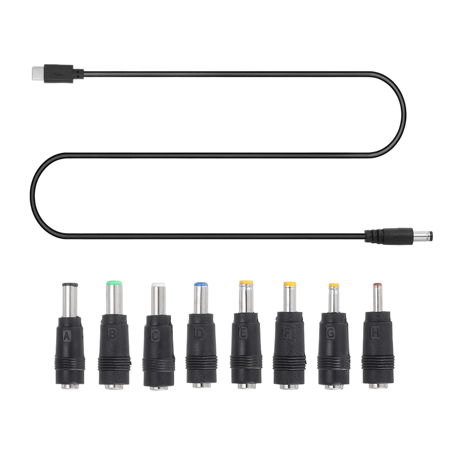 1PCS 1m/3.3ft 12V USB C to DC PD Adapter with 8 Connector Tips