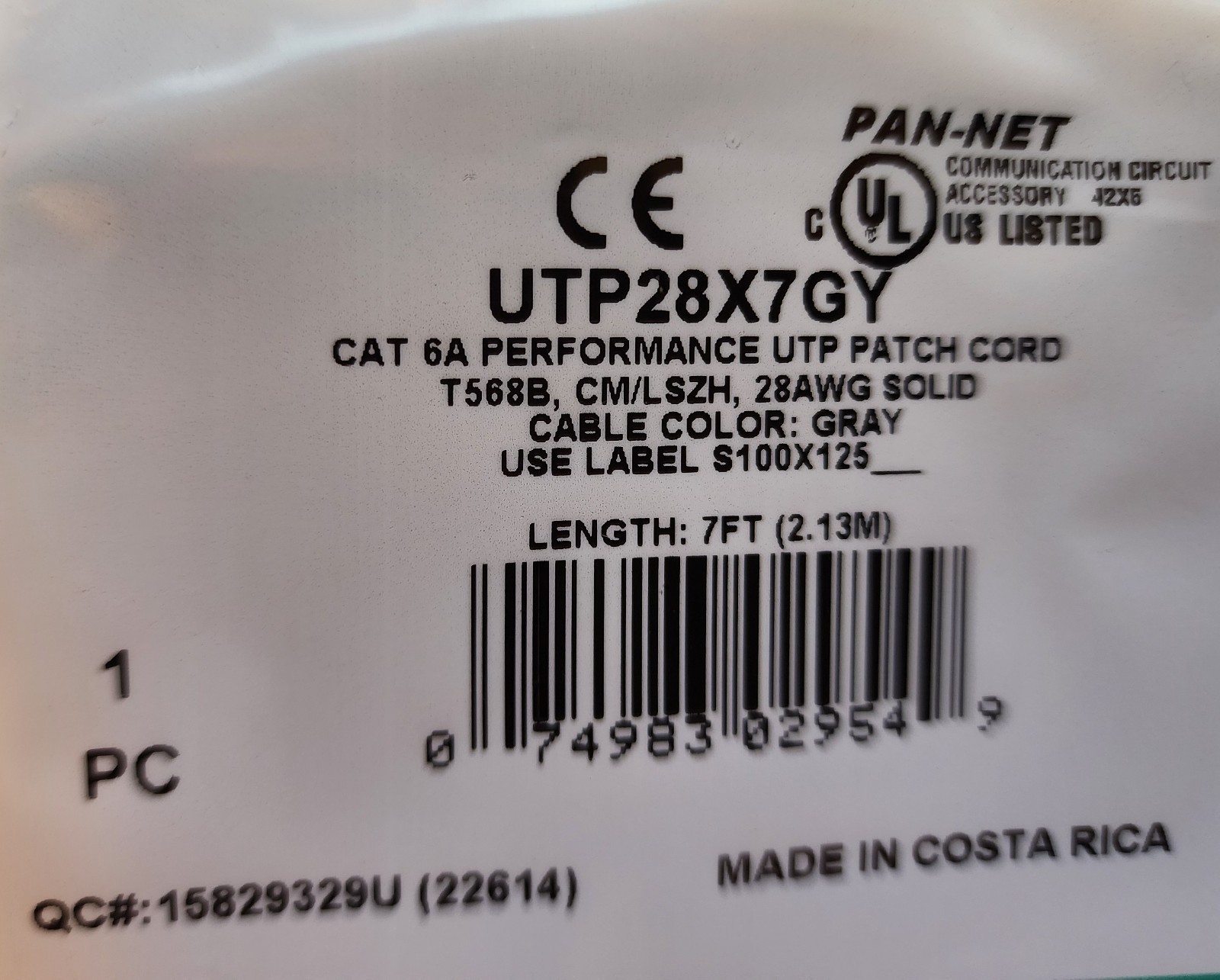 **Reduced** Lot of 25Panduit UTP28X7GY Cat6a 28awg Patch Cable, 7 Ft Gray ~STSI