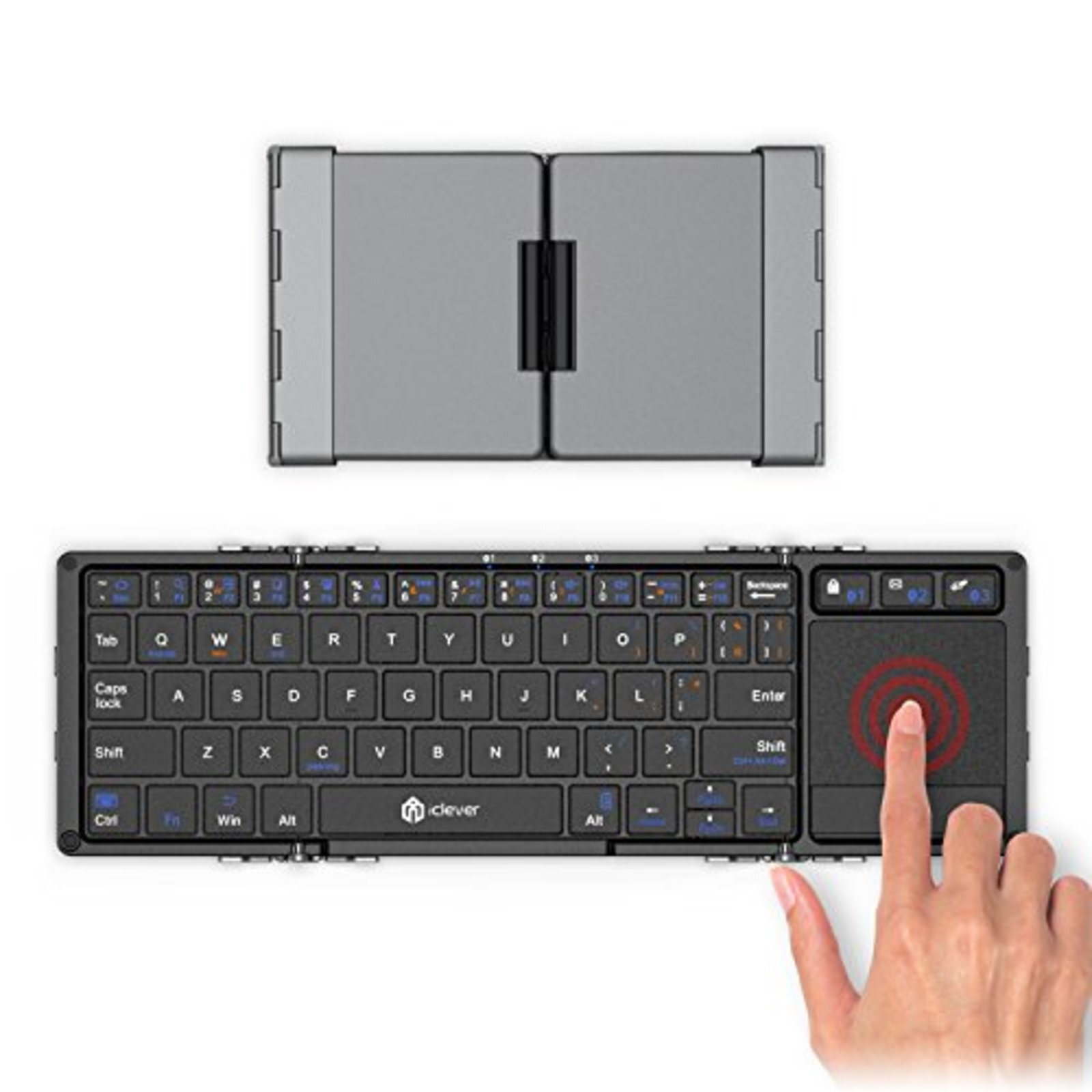 iClever Keyboard Folding Bluetooth USB Touch Pad IC-BK08 Dark Gray japan