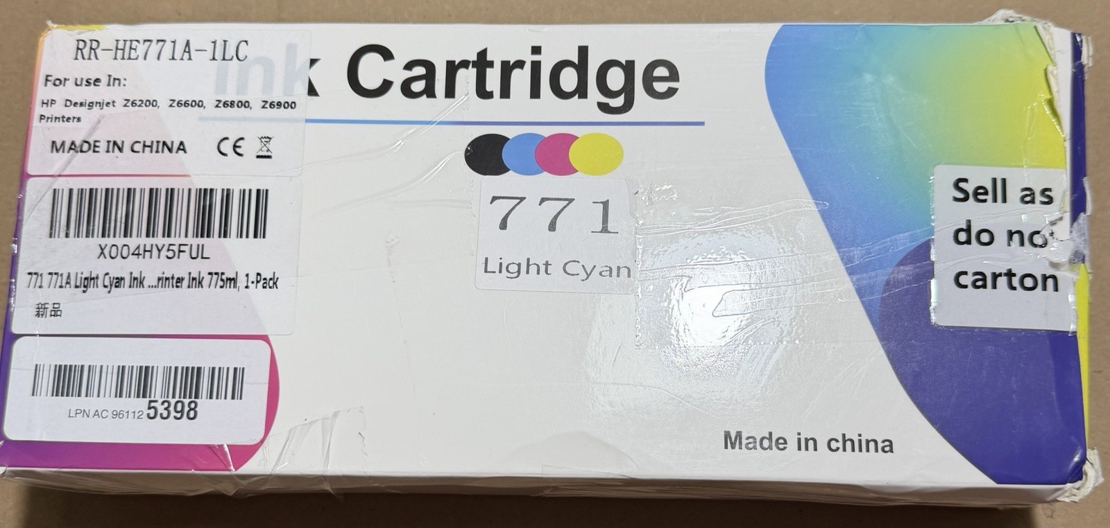 Designjet 771 Light Cyan Vivid Photo Ink  Cartridge 775ml