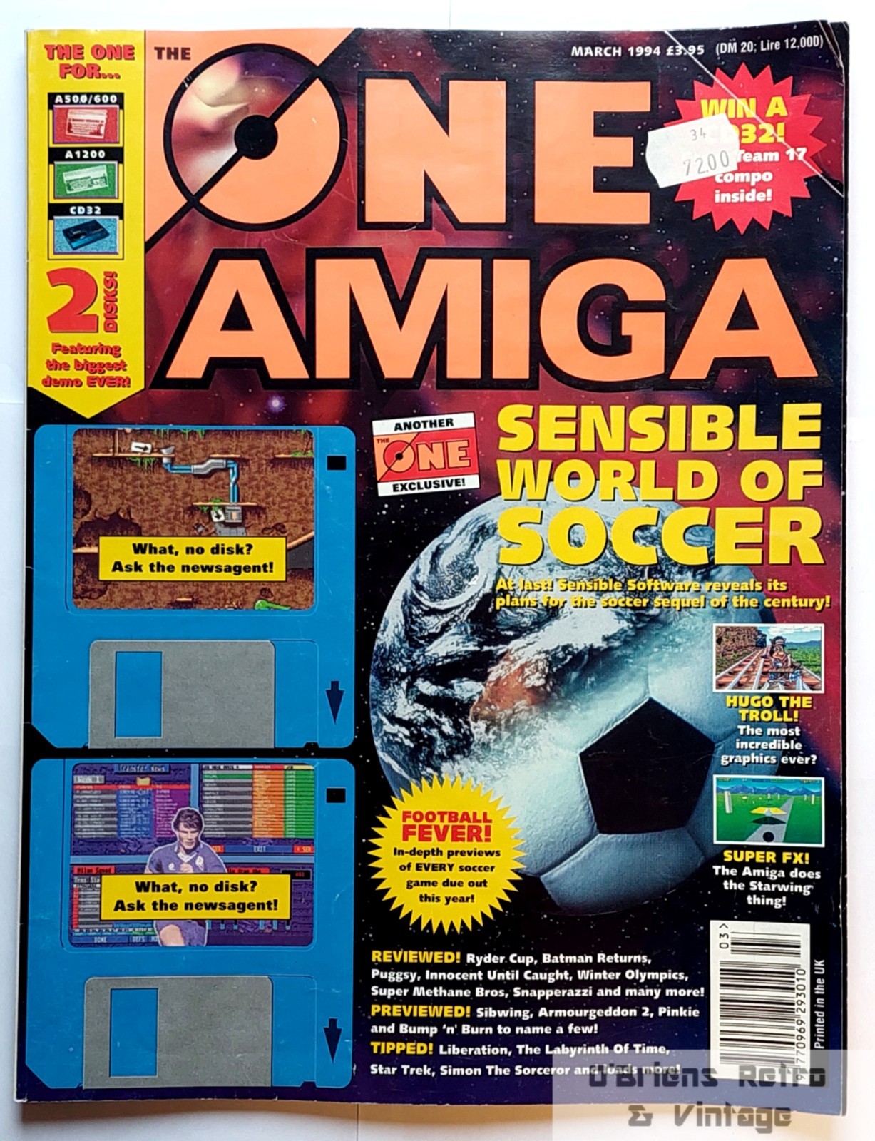 The One Amiga Magazine March 1994 – Sensible World of Soccer