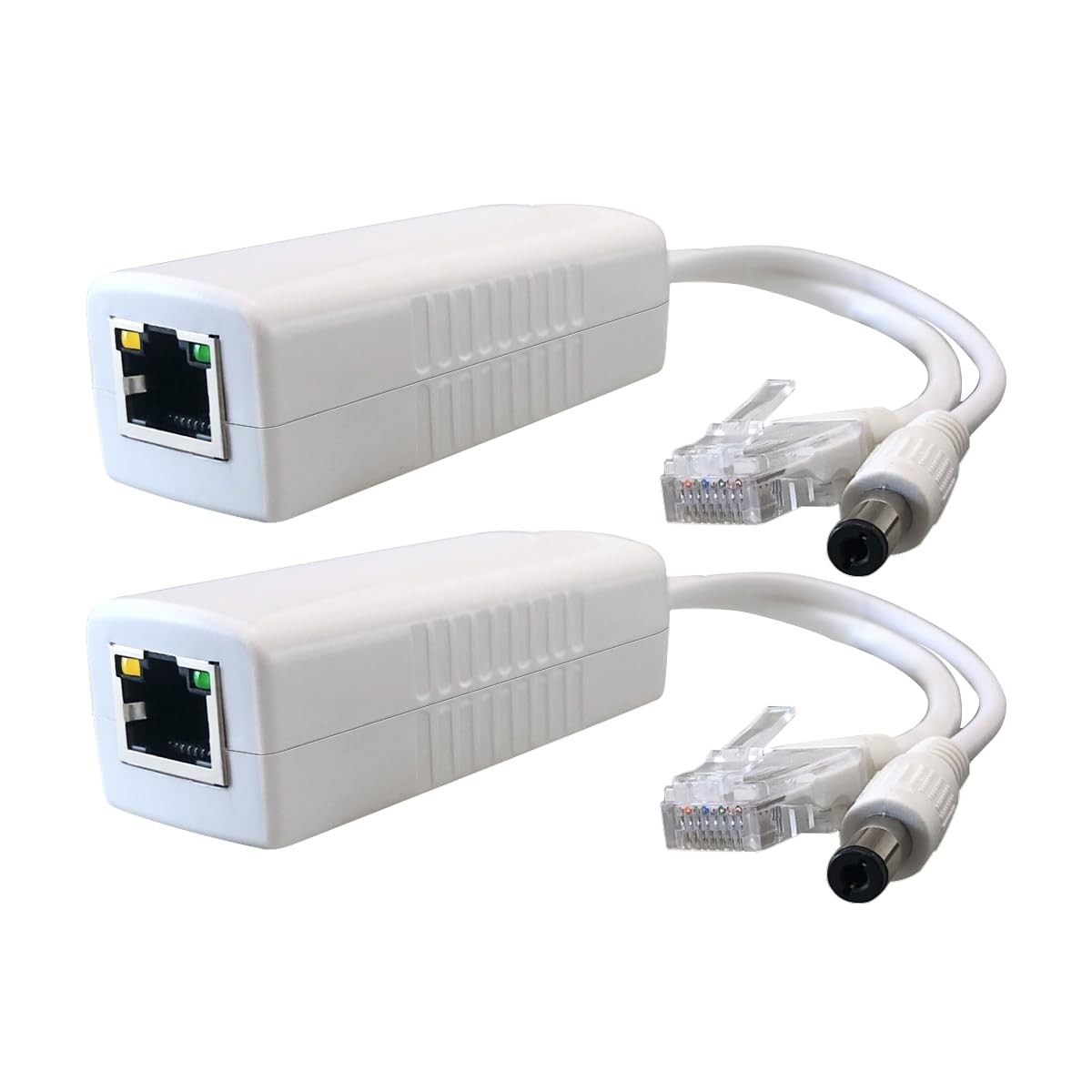 2-Pack Gigabit PoE Splitter Converter, 12V DC Output, IEEE 802.3 af/at white