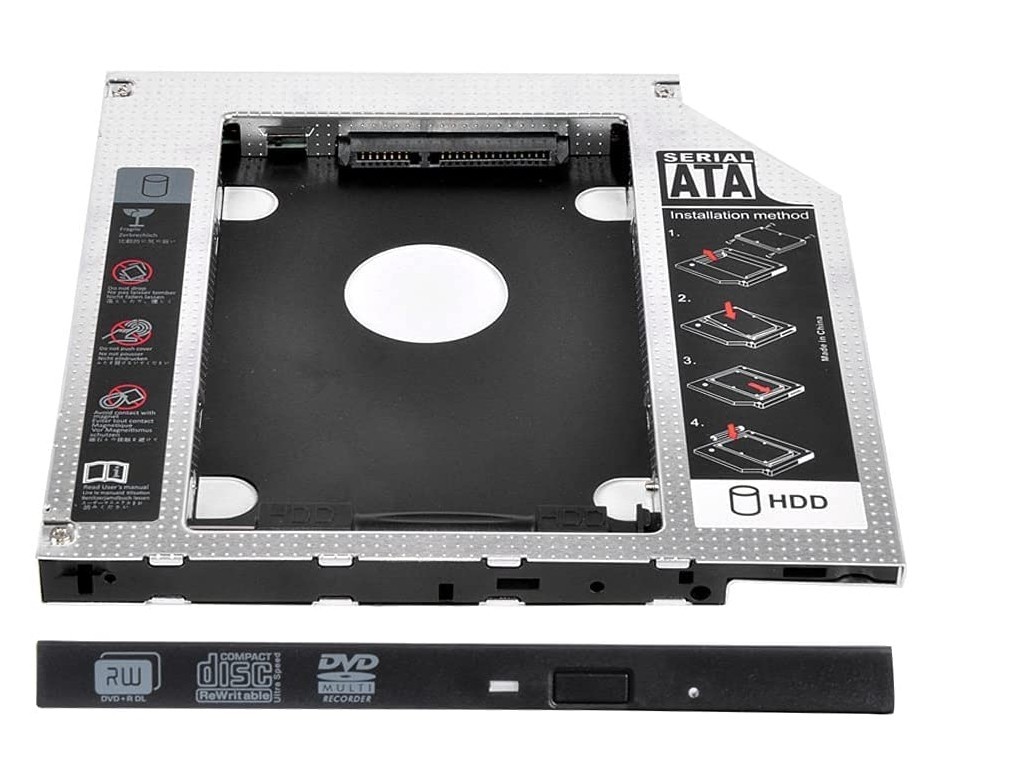 Universal 9.5mm SATA to SATA 2nd HDD SSD Hard Drive Caddy CD/DVD-ROM Optical Bay