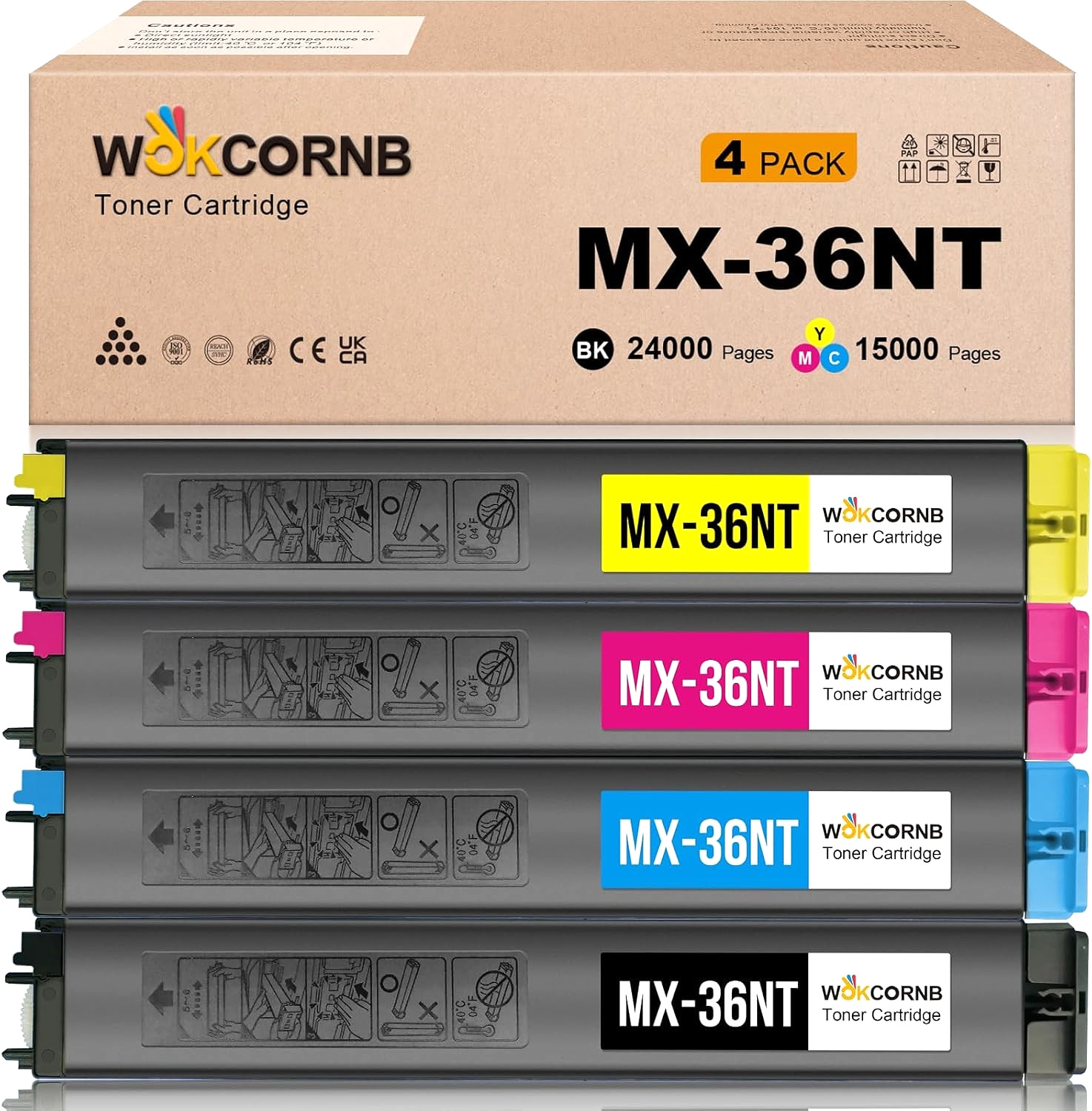 Toner Cartridge for Sharp MX-36NTBA MX-36NTCA MX-36NTMA MX-36NTYA MX-2610 / 3110