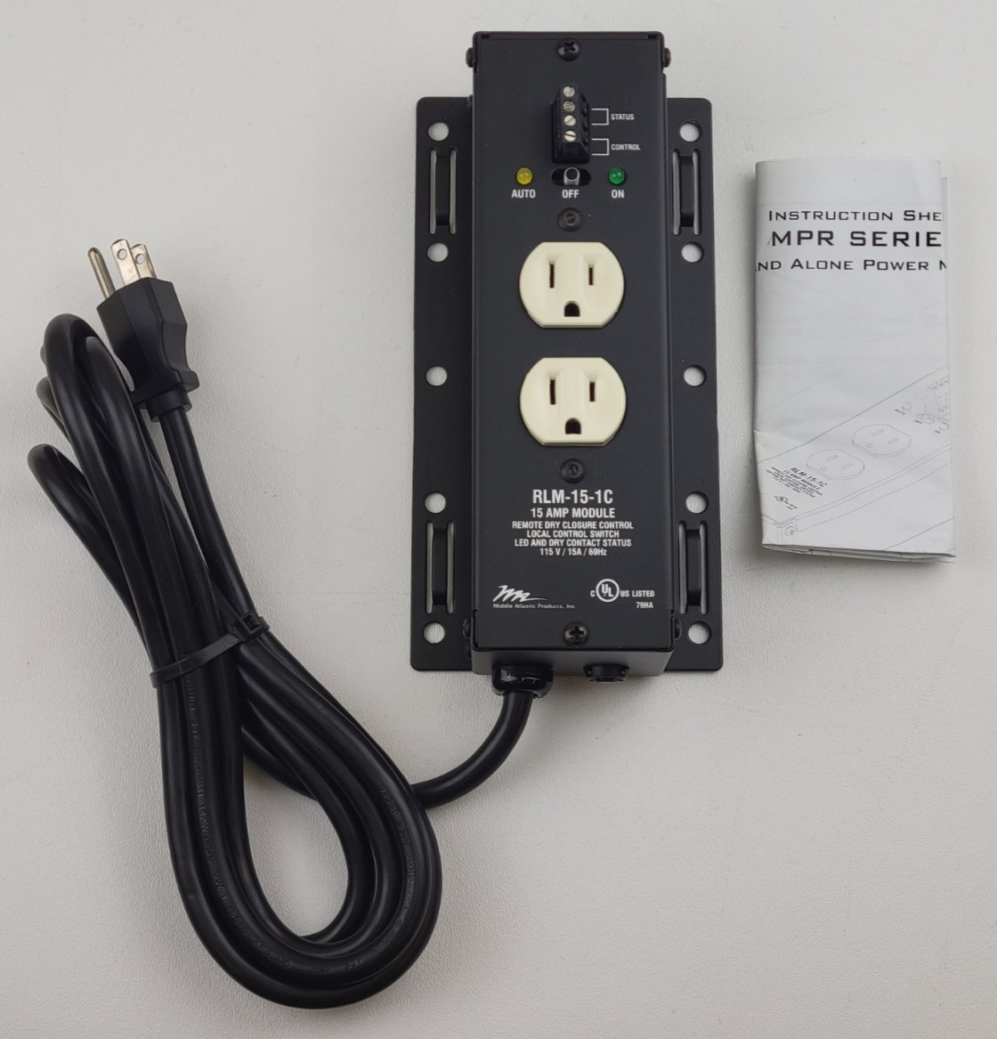 (NEW) Middle Atlantic MPR 15 Amp RLM-15-1C Stand Alone Power Distribution Module