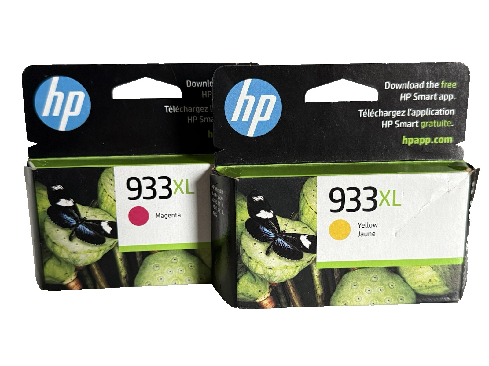 New in Box HP Genuine Original 933xl ink cartridges magenta and yellow toner