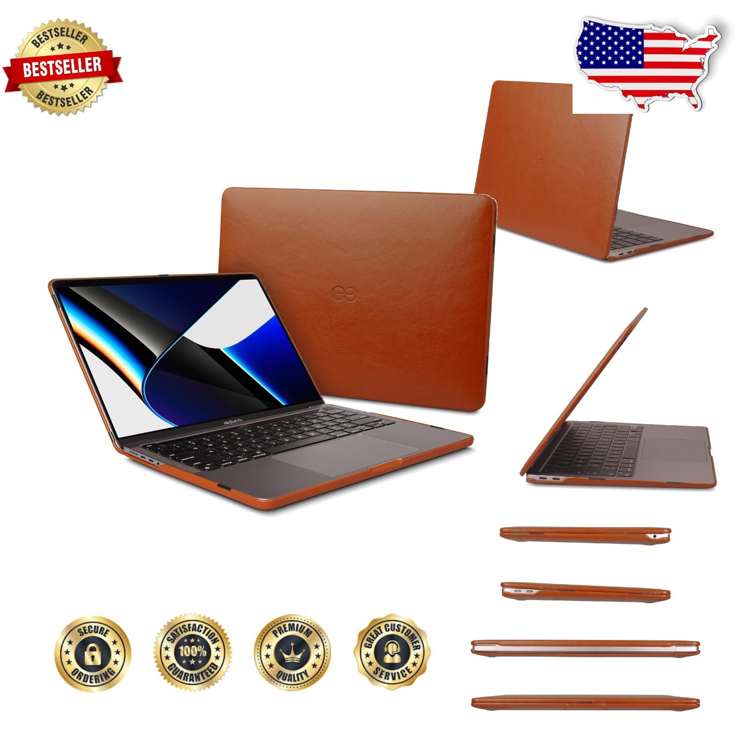 MacBook Pro 14" Case Caramel   Leather Dual-Shell Executive