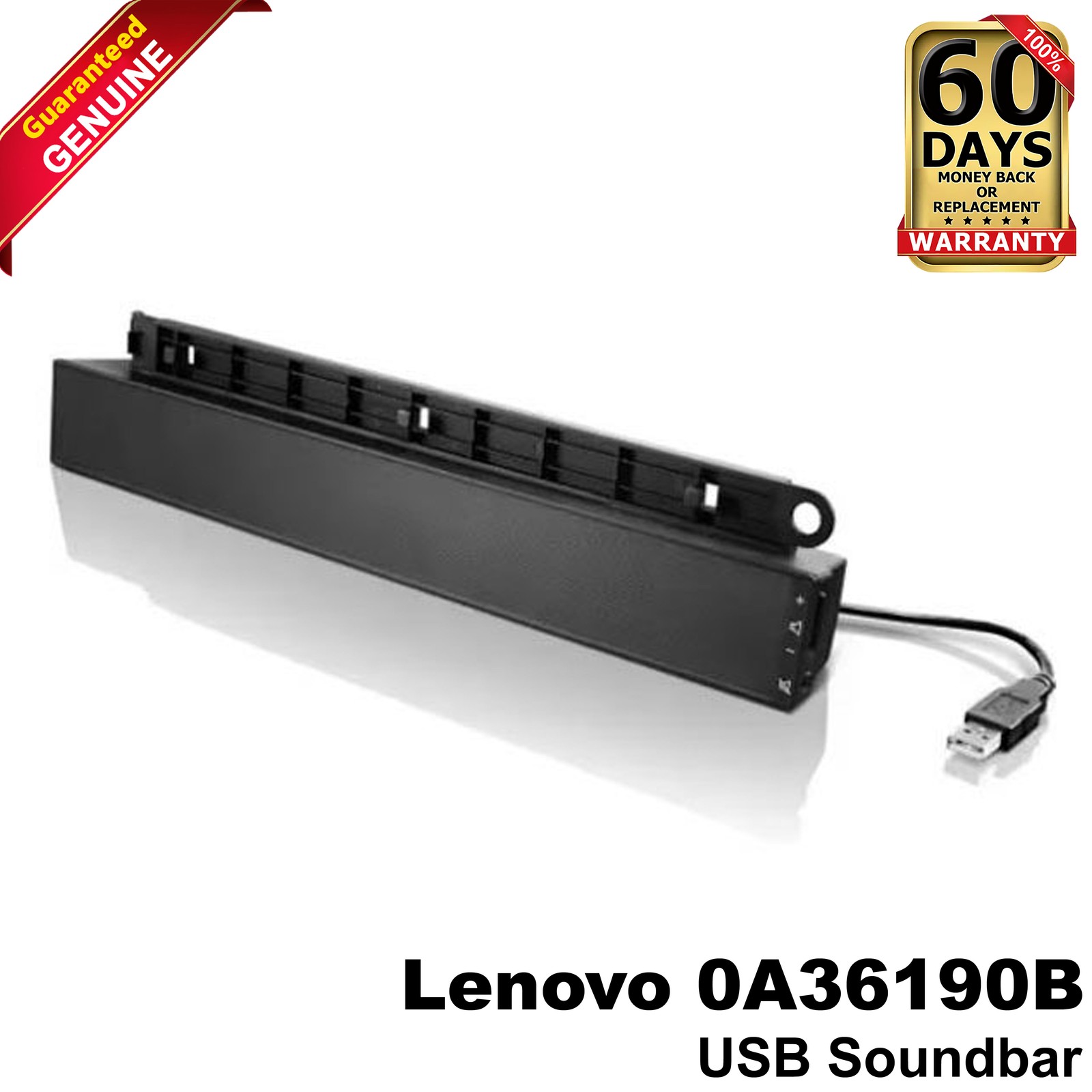 Lenovo 0A36190 USB External Soundbar 2.0 Stereo Speakers for ThinkVision