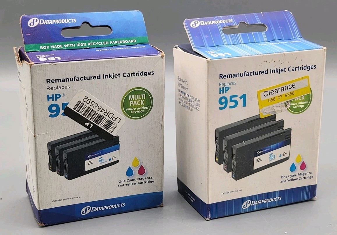 NEW 2 PACK Replacement Ink For HP 951 Colors Cyan Magenta Yellow Expires 2023