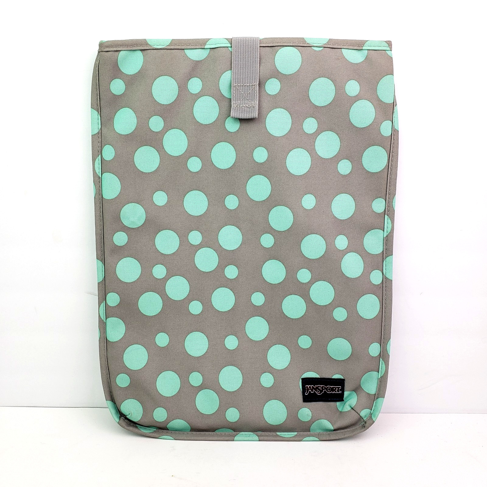 JanSport Womens Gray Green Polka Dot Laptop Computer 16x12 Pad Bag Sleeve Case