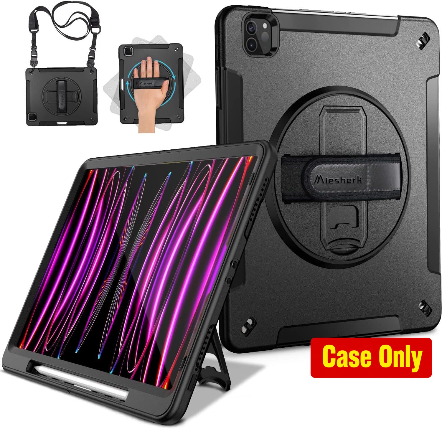 Military Grade Shockproof Case for iPad Pro 12.9 Inch 6th/5th Gen - Black