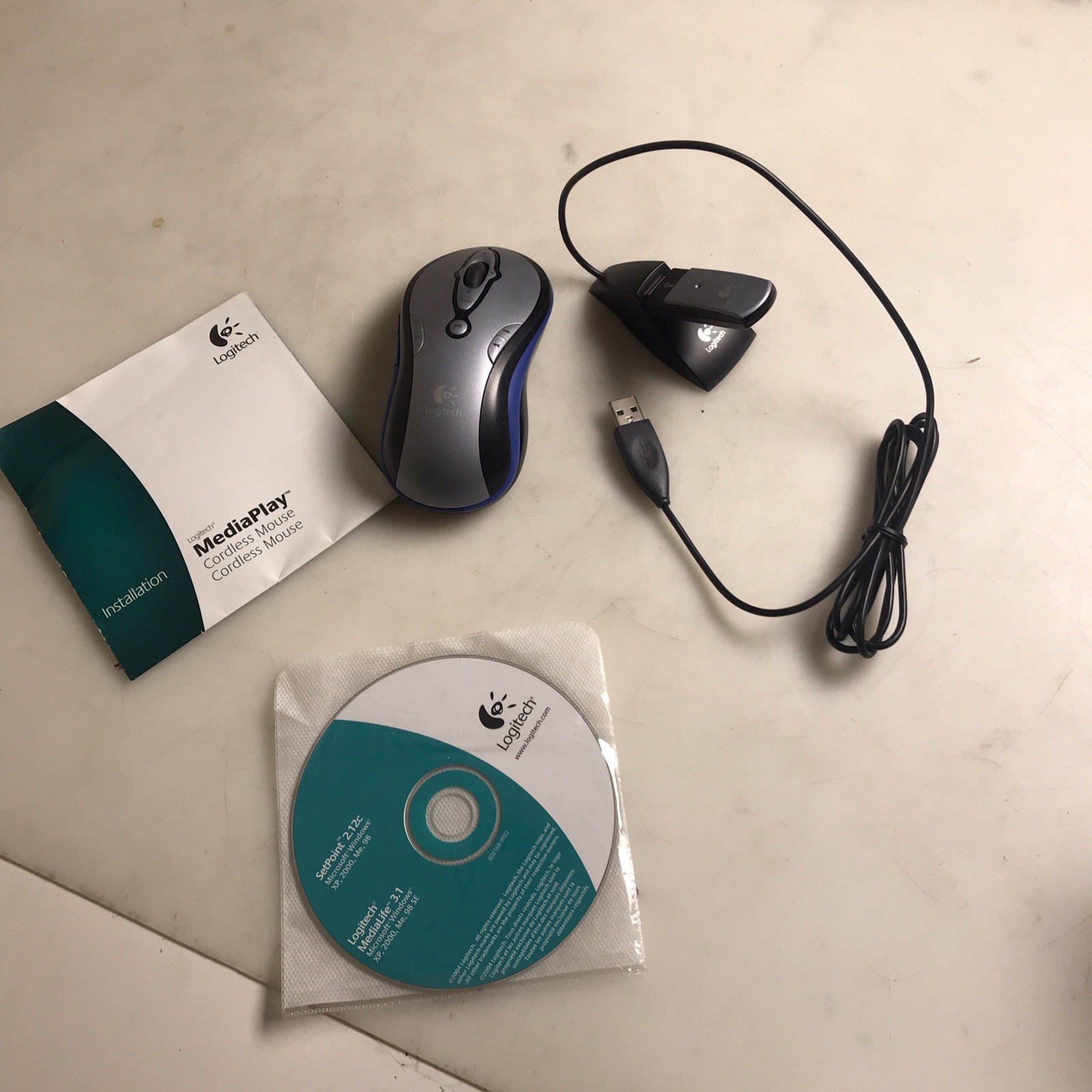 Logitech MediaPlay Cordless Mouse Blue 11 Buttons PC TESTED WORKS